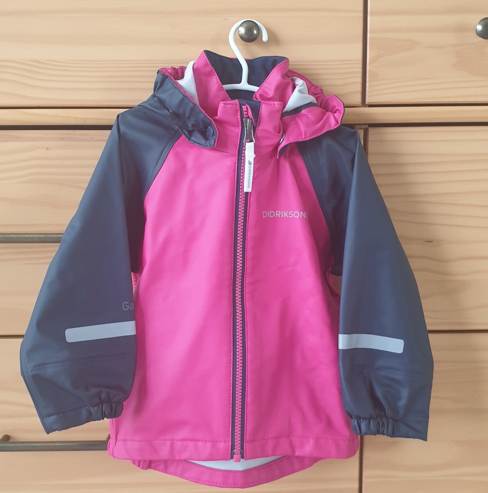 Didriksons Pink Rain Jacket 100% Waterproof Windbreaker Girl 80 (1.5T 2T 3T)